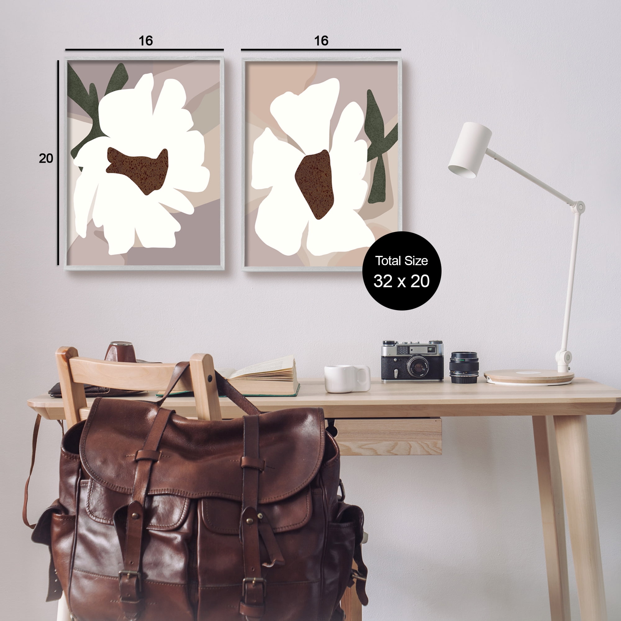 Stupell Industries Abstract White Daisies Botanical & Floral Painting Gray Framed Art Print Wall Art, 16 x 20