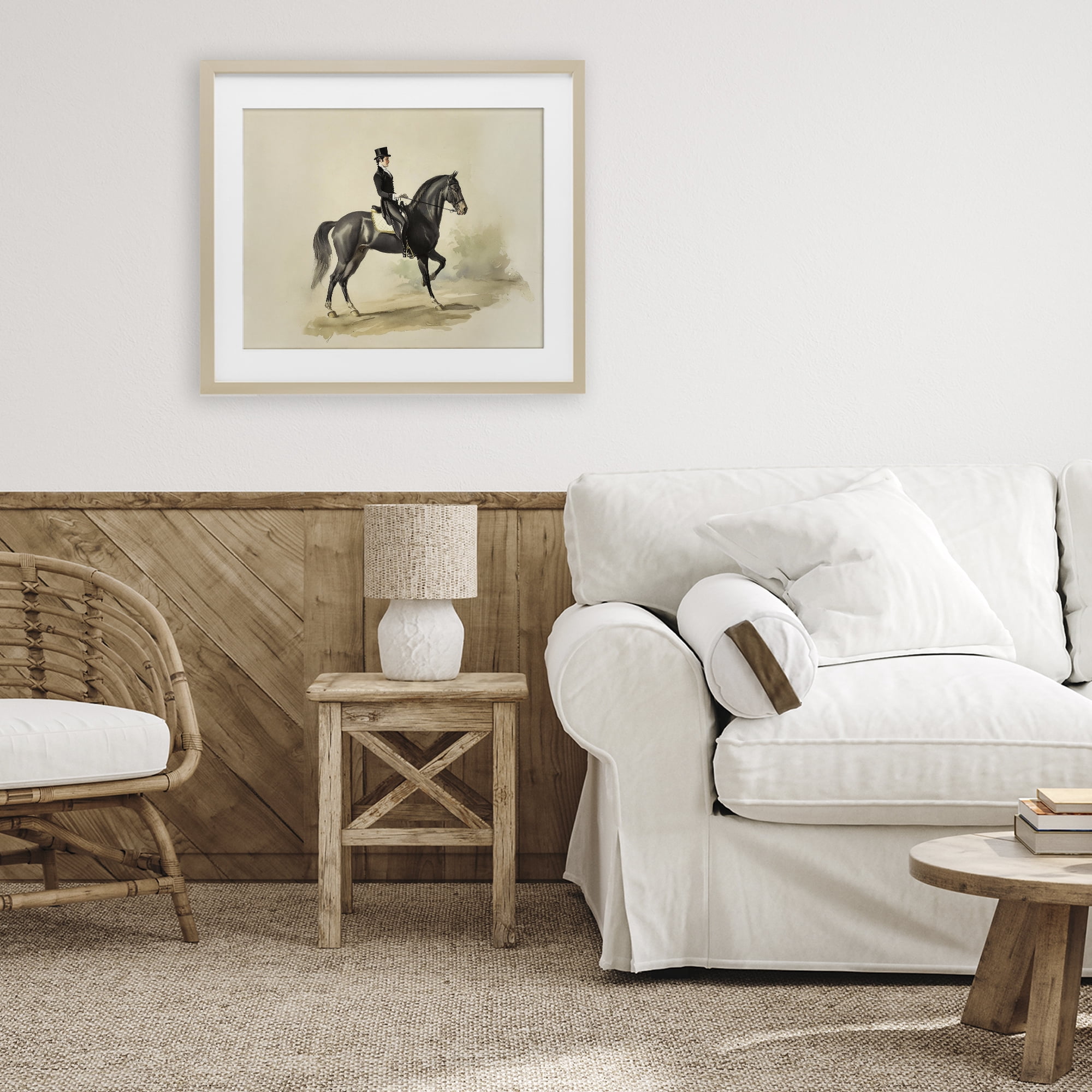 Stupell Industries Gentleman On A Horse Birch Framed Print Under Glass, design by Sisi and Seb