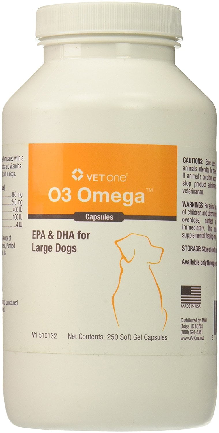 O3 Omega Soft Gel Capsules [EPA & DHA] for Large Dogs (250 count