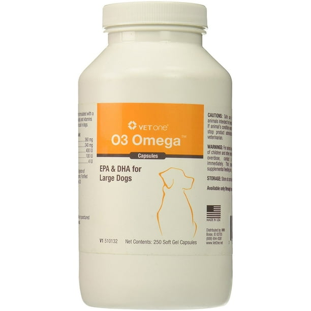 O3 Omega Soft Gel Capsules [EPA & DHA] for Large Dogs (250 count