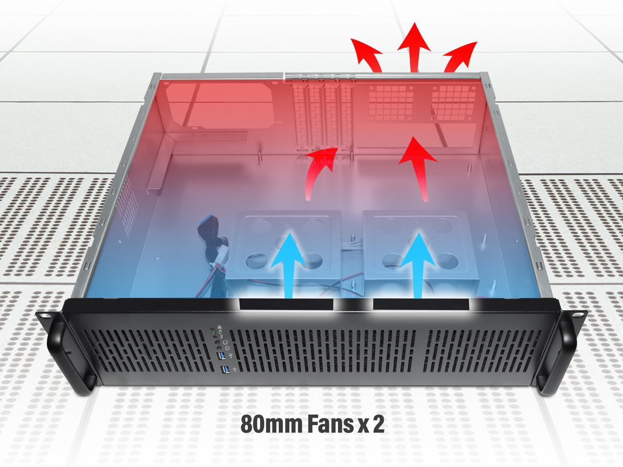 Rosewill 3U Server Chassis Rackmount Case, 6x 3.5" Bays, ATX Compatible, 2x 80mm Fans, 2x USB 3.0, Silver/Black - RSV-Z3100U