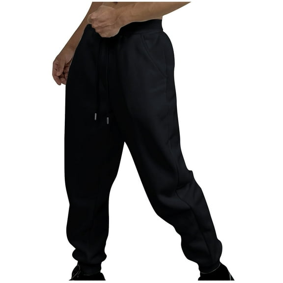 WREESH Men's Sweatpants Jogger Pants Fashion Drawstring Elastic Waist Solid Color Casual Length Sweat Pants Black