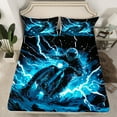thumbnail image 2 of Manfei Extreme Sports Motorcycle Bed Sheets,Abstract Lightning King Sheets,Blue Black Sheet Set For Boys Kids,Breathable Bedroom Decorative,4pcs, 2 of 7