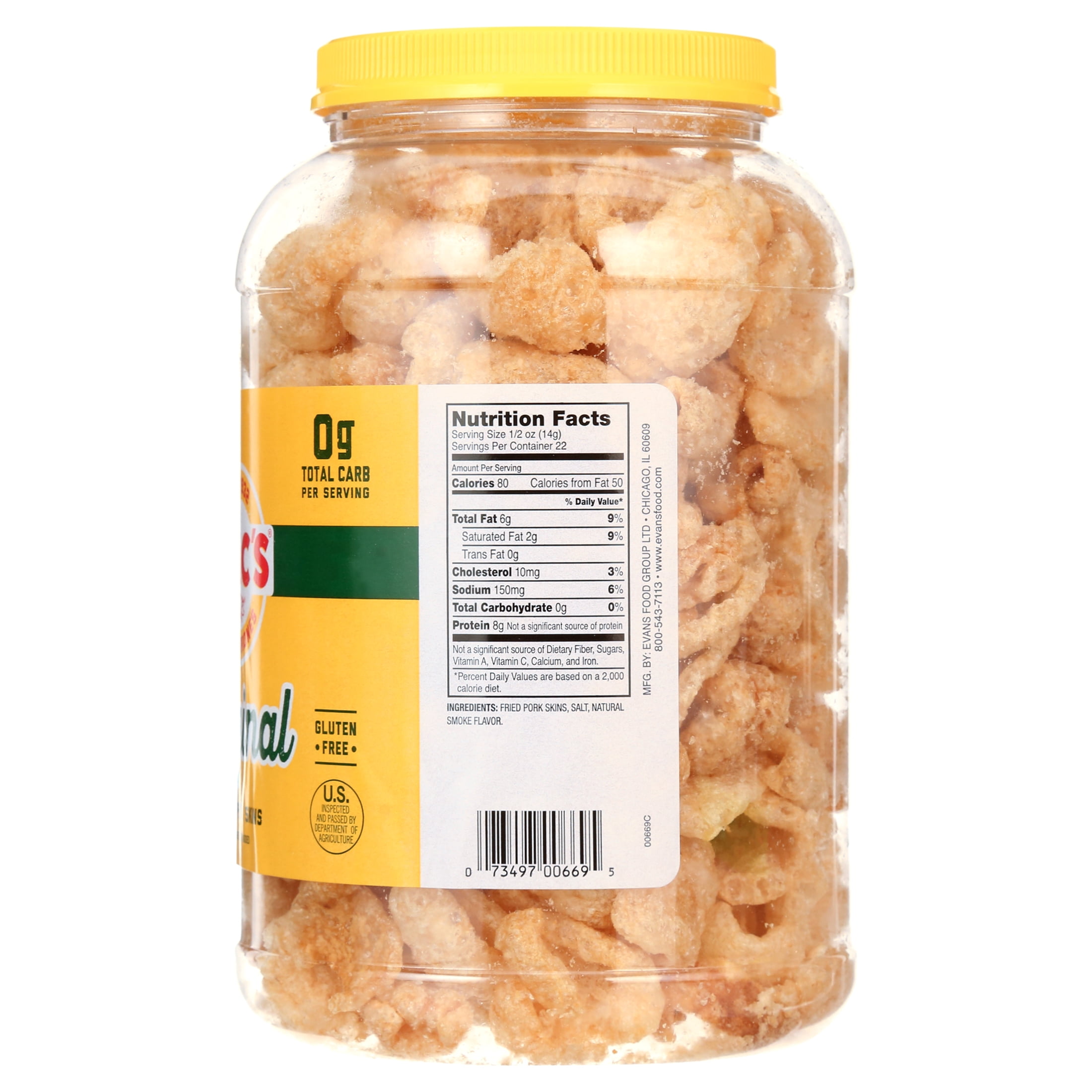 Mac's Original Chicharrones Pork Rinds, Pork Skins, 11 oz Canister