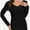 Black, variant on Womens Fall Deep V Neck Long Sleeve Slim Fit Basic Tee Shirts