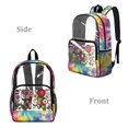 thumbnail image 2 of ZIATUBLES 17 Inch Clear Backpack, Heavy Duty Folk Flower Tie Dye Print Fabric & PVC Transparent Bag with Front Pockets & Side Mesh, Large Capacity See Through Bookbag for School Work Travel, 2 of 7
