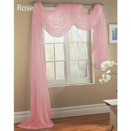 Empire Home Solid Sheer Window/ Wedding 55" Wide X 216" Long Scarf - Rose Pink