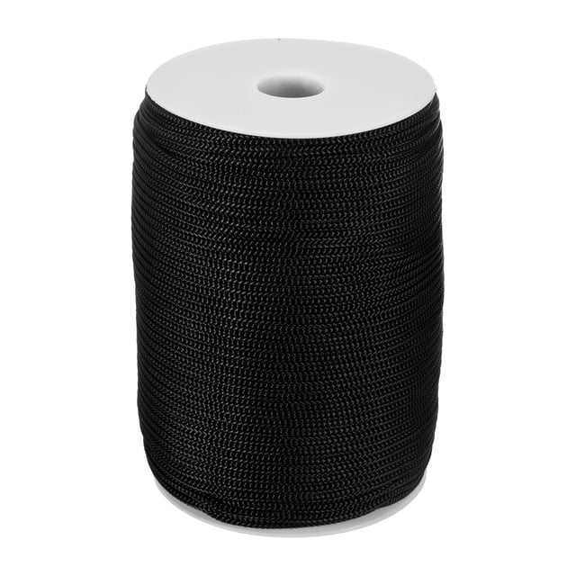 Cuerda trenzada de polipropileno de 3/16 pulgadas, cuerda de nylon de 400ft, cordón de utilidad hueco para cuerda de ropa, acampada, senderismo, exterior, negro