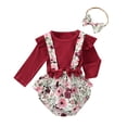 thumbnail image 2 of DPTALR Tenues pour Bébé Fille Fleurs Nœud Été Combinaison Trois Pièces, 2 of 8