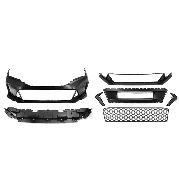 Ikon Motorsports Front Bumper Cover Compatible With 2022-2024 Honda Civic Type R Style Unpainted PP Front Bumper Conversion   Lower Grille   Side Vent Cover   Undertray