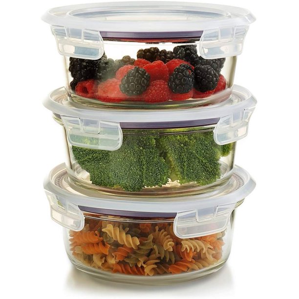 boss round glass food container