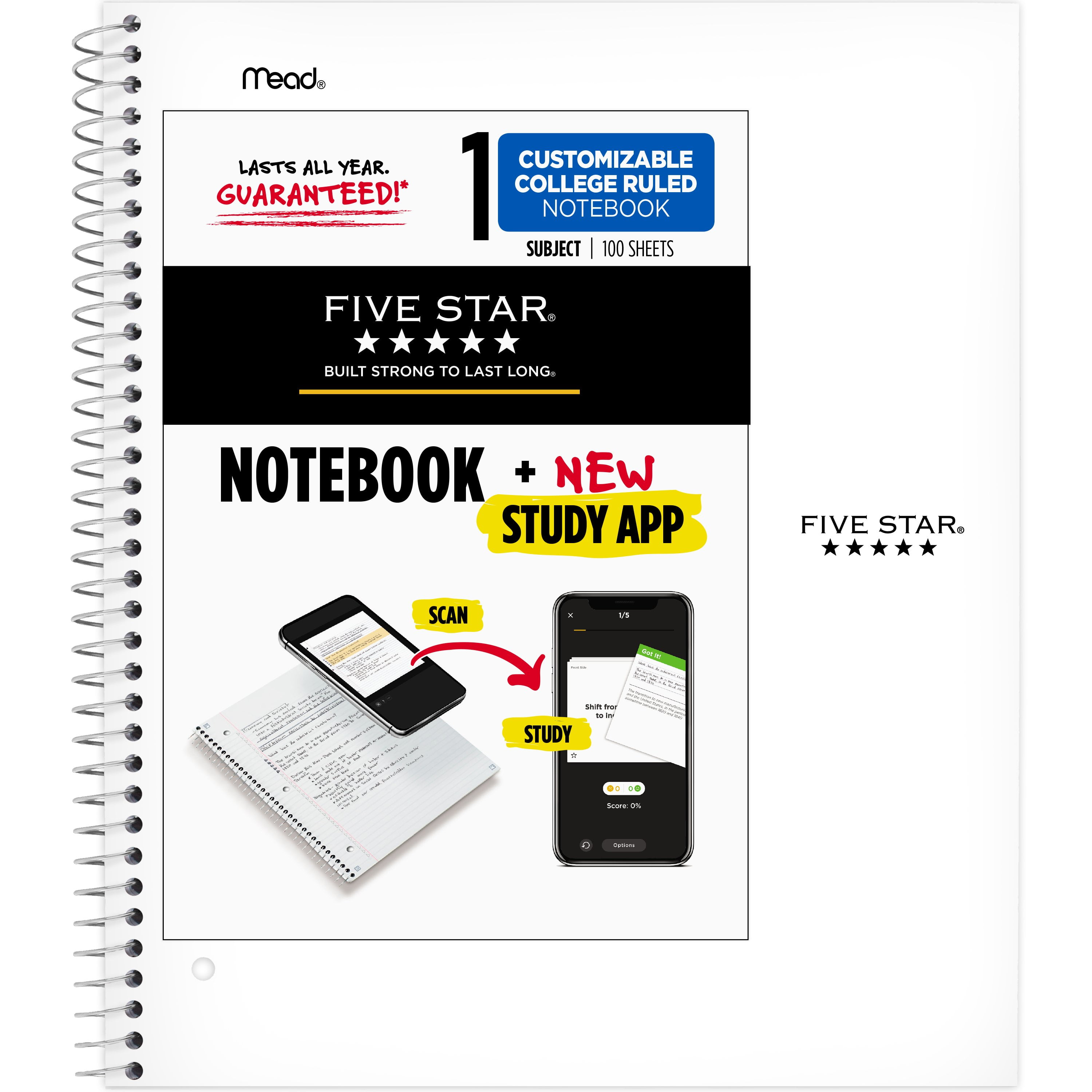 five star customizable notebook plus study app redandgreenpainting