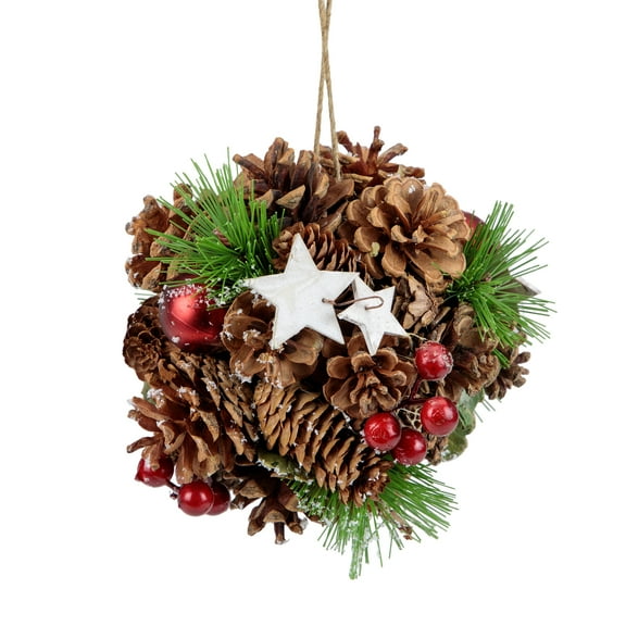Northlight Brown Wooden Pine Cones Stars Balls Hanging Christmas Decorative Accent Ornament, 5.5"