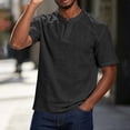 thumbnail image 5 of Mens Lightweight V Neck T-Shirts Summer Short Sleeve Plain Tees Casual Hippie Single Button Henley Shirt, 5 of 9