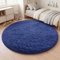 thumbnail image 2 of Nefoso 4ft x 4ft Round Area Rug, Soft Fluffy Circle Rug Shag Round Rugs for Living Room Bedroom Indoor Home Decor, Blue, 2 of 11