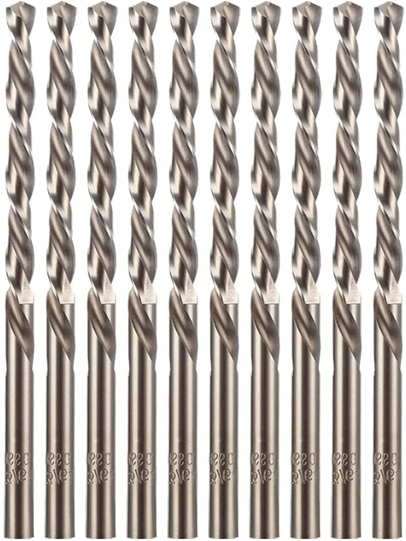 1.3mm Metric M35 Cobalt Steel Extremely Heat Resistant Twist Drill Bit of 10pcs with Straight Shank to Cut Through Hard Metals Such as Stainless Steel and Cast Iron 5% Cobalt M35 Grade HSS-CO 