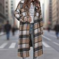thumbnail image 6 of BODOAO Women's Plus Size Plaid Flannel Shacket Plaid Long Shirts Jacket Tartan Boyfriend Oversized Coat Fall Clothes Fashion Outfits Button Down Long Jacket Coats Shirts with Pockets Khaki L, 6 of 9