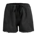 thumbnail image 4 of LIIPEE Women Casual Shorts Solid Color Elastic Waist Drawstring Tassel Shorts With Pockets Female Leisure Daily Wear Going Out Shorts,Black,Xxxl, 4 of 5