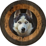 Husky Dog Blue Eyes Dog Sign Large Oak Whiskey Barrel Wood Wall Decor