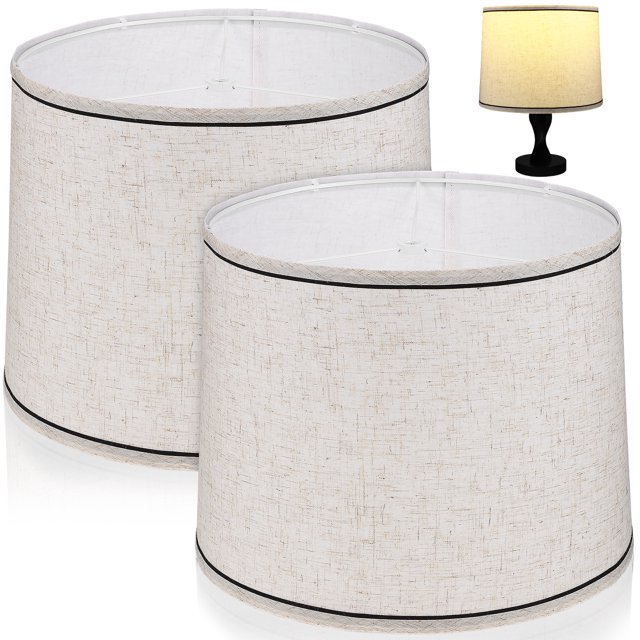 FELTECHELECTR 2 pantallas de lino (requiere ensamblaje), tamaño mediano, reemplazo para lámpara de pie, lámpara de mesa.