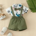 thumbnail image 4 of SILVERCELL 2Pcs Newborn Baby Boy Gentleman Outfits Set Cartoon Printed Short Sleeve Shirts Bodysuit Suspender Shorts Overalls Infant Summer Clothes Formal Suits 0-18M, 4 of 8