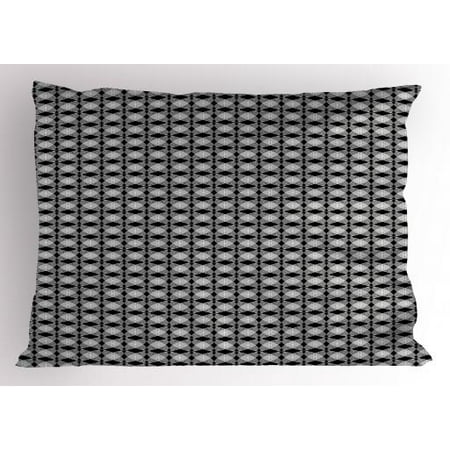 Black And White Pillow Sham Intertwined Circles And Rhombuses
