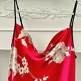 thumbnail image 6 of QUINDOS Silk Pajamas for Women Satin Plus Size Nightgowns for Women Sleeveless High Fork Suspenders Casual Sling Floral Sleepwear Night Dress, 6 of 8