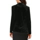 thumbnail image 3 of Blazer de terciopelo INSPIRE CHIC para mujer con solapa de muesca, manga larga y un botón, blazers de oficina elegantes XL negro, 3 of 6