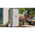 thumbnail image 4 of Suncast remise verticale en résine de 22 pi³, 6 sq ft organisateur extérieur compact pour outils et fournitures de jardin – Couleur Vanille, 4 of 6
