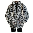 thumbnail image 2 of QUNYINEY Long Sleeve Jacket for Men Faux Fur White Leopard Print Zip up Outerwear Warm Cardigan Loose Outerwear Jackets, 2 of 9