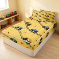 thumbnail image 3 of Erosebridal Monster Truck Zipper Twin Comforter Sets with Fitted Sheet and 2 Pillowcases, Tire Track Zipper Bedding Set, Yellow, Reversible, 3 of 7
