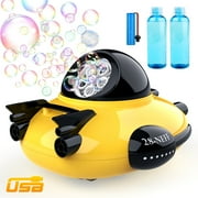 Growsly Bubble Machine Spaceship Theme Bubble Maker 2000  Bubbles per Minute,Bubble Machine Toys for 3 4 5 6 7 8 9 Year Old Boys Girls Toddlers, Automatic Bubble Blower with Bubble Solution (Yellow)