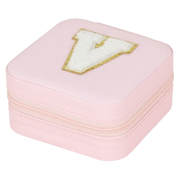 Organizador Joyas Joyero Pequeño PU Con Letra V para Mujer (10x10x5cm)