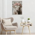 thumbnail image 4 of Highland Cow with Pink Floral Crown Canvas Wall Art, Whimsical Farmhouse Decor, Soft Pastel Animal Artwork for Bedroom, Ready to Hang, 4 of 5