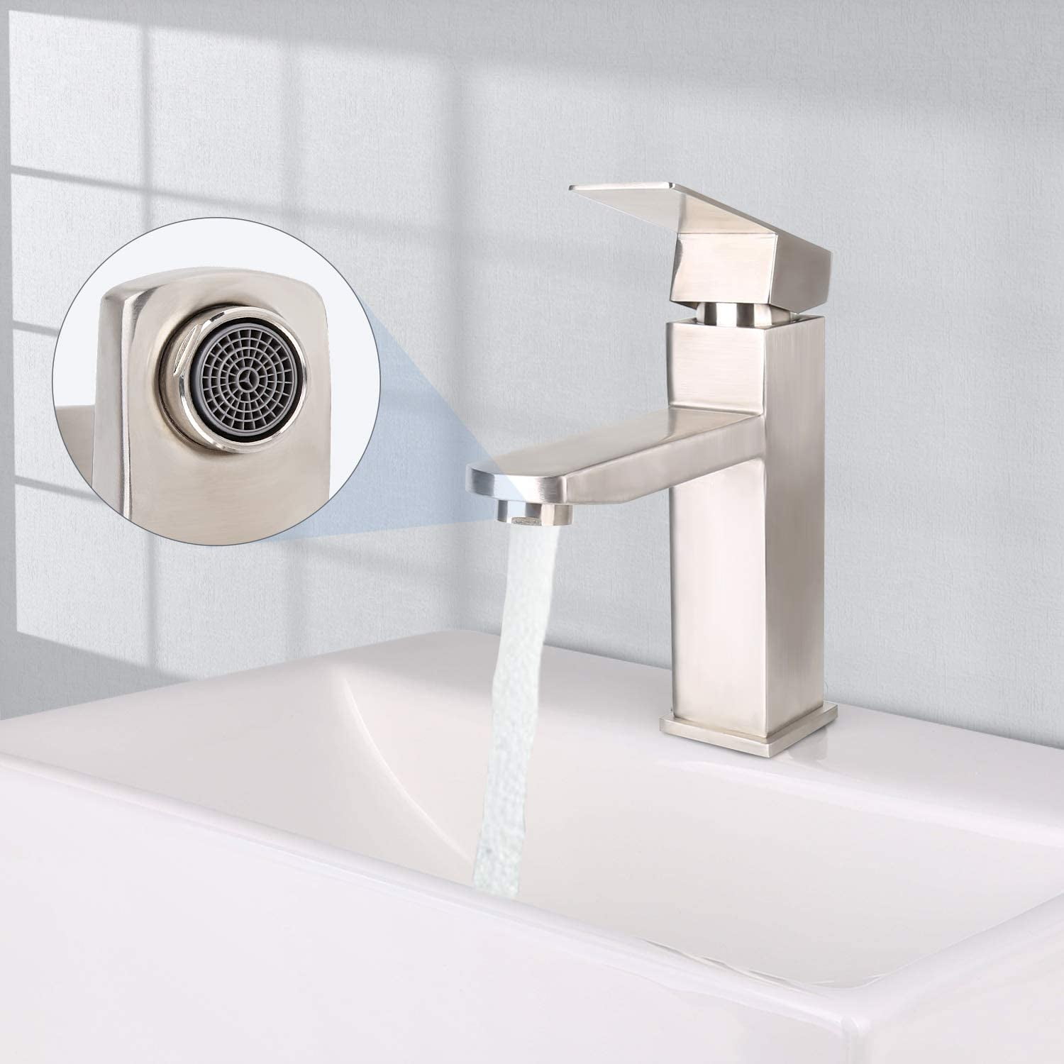 SkyGenius Bathroom Faucet for Sink Single Hole Brushed Nickel Faucet