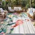 thumbnail image 2 of Pink Flamingo Outdoor Rug for Patio/Deck/Porch, Non-Slip Large Area Rug 5 x 8 Ft, Floral Summer Botanical Watercolor Wooden Indoor Outdoor Rugs Washable Area Rugs, Camping Rug Carpet Runner, 2 of 8