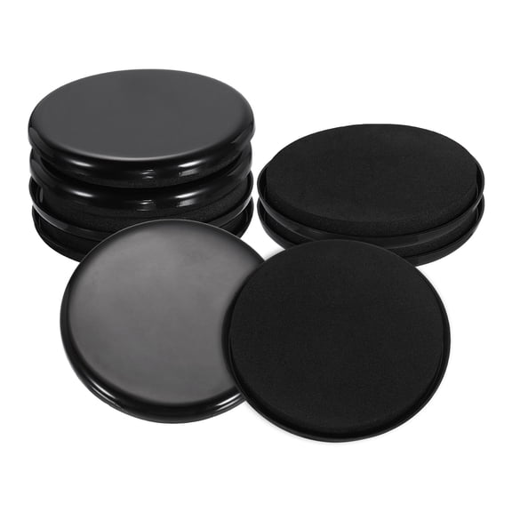 4 Pack Plastic Furniture Sliders 3.5" Round Furniture Leg Protectors, Table Chairs Foot Cups Sliders Reusable Furnishing Movers for Hardwood Floors Tile Laminate (Black)