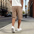 thumbnail image 5 of BiZtdJrK Men's Cargo Shorts Below Knee Capri Pants Casual Loose Fit Long Short with Elastic Drawstring Multi-Pockets Brown M, 5 of 8
