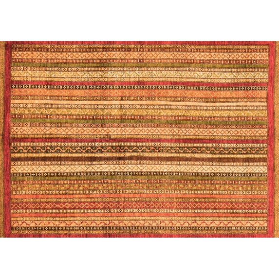 Ahgly Company Indoor Rectangle Abstract Orange Modern Area Rugs, 7' x 9'