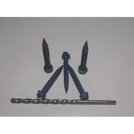 

1/4X2 3/4 Slotted Hex Washer Concrete Screw With Drill Bit Blue Perma Seal (Pack Qty 100) BC-1444CNSW