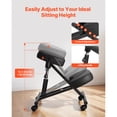 thumbnail image 4 of KFFKFF Chaise Ergonomique à Genoux avec Roues, Chaise de Posture Mobile en Forme de X pour les Genoux avec Hauteur Réglable et Coussins en Mousse Épaisse, Noir, 4 of 9
