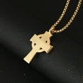 thumbnail image 4 of HZMAN Stainless Steel Celtic Cross Necklace for Men Women Vintage Viking Irish Knot Amulet Pendant Jewelry Gift (Gold), 4 of 7