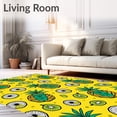 thumbnail image 2 of ODIKA 6'x9' Machine Washable Non-Slip Area Rug, Cheerful Tropical Fruit Cluster with Pineapple and Kiwi Motifs High Traffic Rug with Pad, Yellow, 728751, 2 of 8