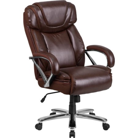 UPC: 0889142077435 | Flash Furniture HERCULES Series Big & Tall 500 lb. Rated Brown LeatherSoft Executive Swivel Ergonomic Office Chair with Extra Wide Seat