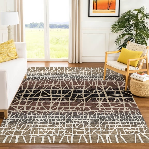Addison Rugs Chantille Indoor/Outdoor Transitional Geometric Brown Machine Washable Rectangle Rug, 10' x 14'