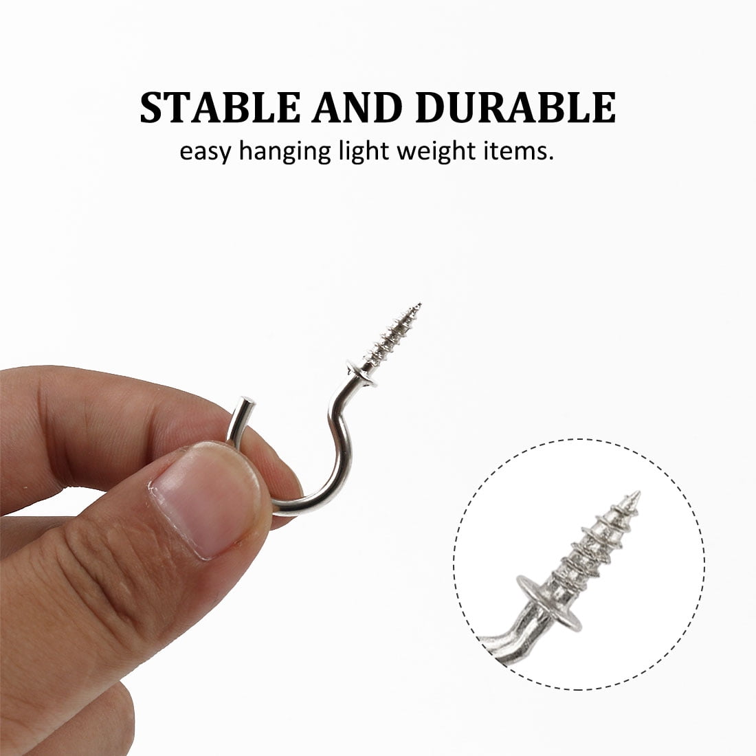 Unique Bargains 20 Pcs Cup Ceiling Hooks Screw Hanger Indoor Outdoor Silver Tone