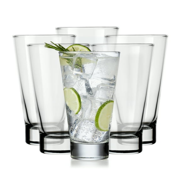 Libbey Highball Glasses Set of 6, Clear Restaurant Quality 12 Oz Highball Cocktail Glasses, Modern Hi Ball Glassware for Beer, Fizzy Pops, and More