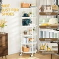 thumbnail image 6 of 6 Tier Round Metal Wire Shelving Units, Closet Handbag Display Organizers, Storage Rack with 4 Wheels & Shelf Liners for Kitchen and Cloakroom, Easy to Move and Clean, 85.5" H x 30" L x 30" W - White, 6 of 6