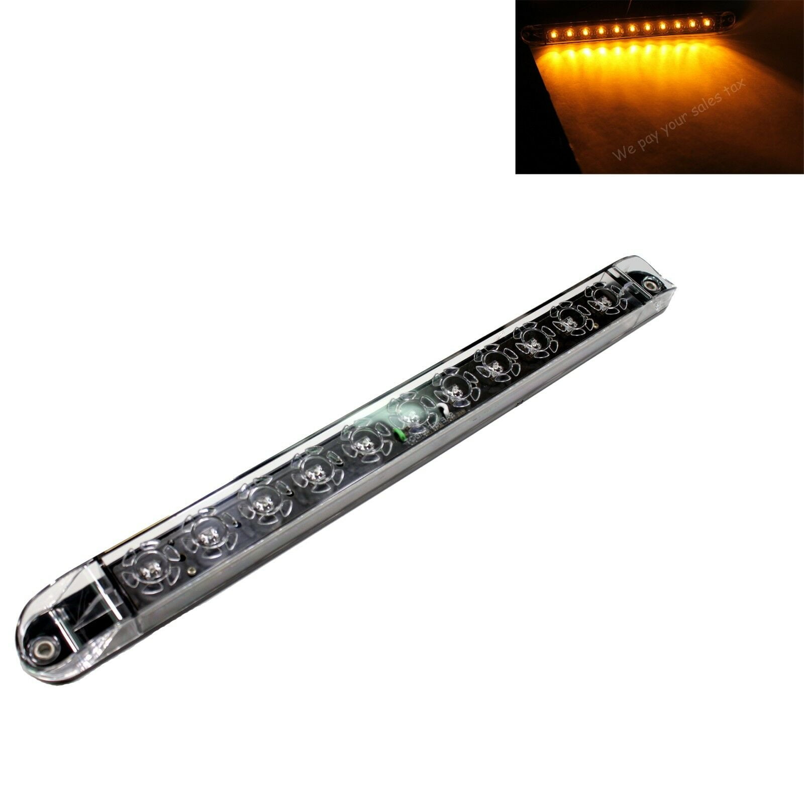 1 Amber Yellow 17" LED Light Bar Waterproof Turn Signal Clearance Truck