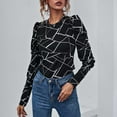 thumbnail image 2 of CEHVOM Women Casual Tight Printing Pullover Long Sleeve Button Round Neck Tees Tops, 2 of 7